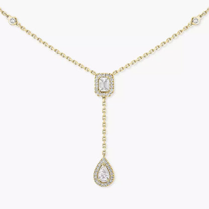 [LOXURA]Gold Diamond Tie Necklace