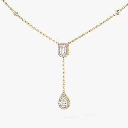 [LOXURA]Gold Diamond Tie Necklace