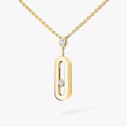 [LOXURA] Move Uno Gold Diamond Long Necklace