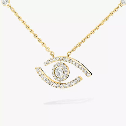 [LOXURA]Pave_ Diamond Necklace Lucky Eye