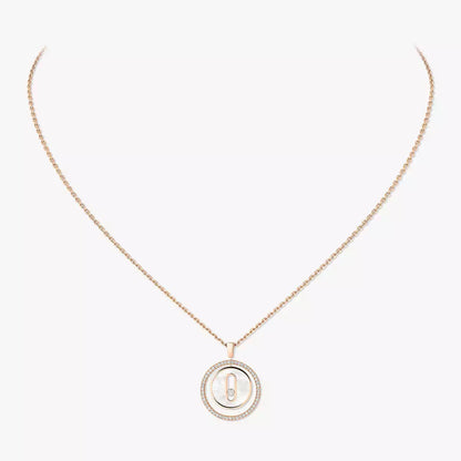 [LOXURA]Lucky Move Diamond Necklace in Rose Gold and White Mother-of-Pearl