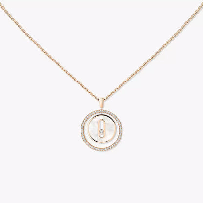 [LOXURA]Lucky Move Diamond Necklace in Rose Gold and White Mother-of-Pearl