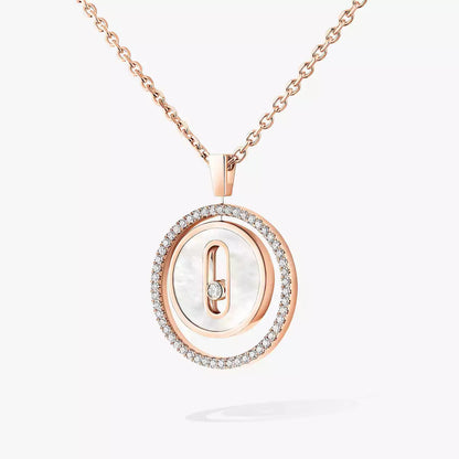 [LOXURA]Lucky Move Diamond Necklace in Rose Gold and White Mother-of-Pearl
