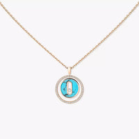 [LOXURA]Lucky Move Diamond Necklace in Rose Gold and White Mother-of-Pearl