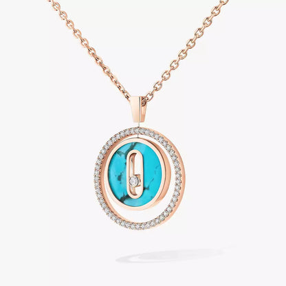 [LOXURA]Lucky Move Diamond Necklace in Rose Gold and White Mother-of-Pearl