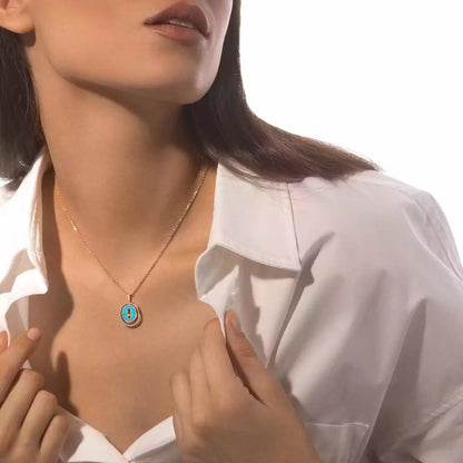 [LOXURA]Lucky Move Diamond Necklace in Rose Gold and White Mother-of-Pearl