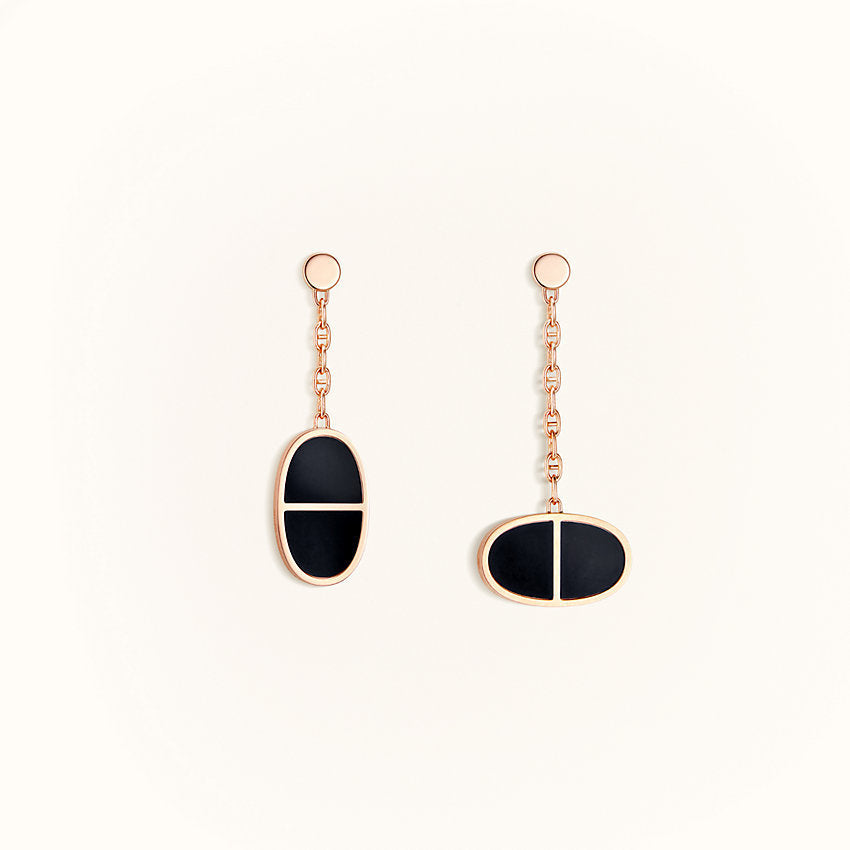 [LOXURA]CHAINE VERSO BLACK CERAMIC EARRINGS
