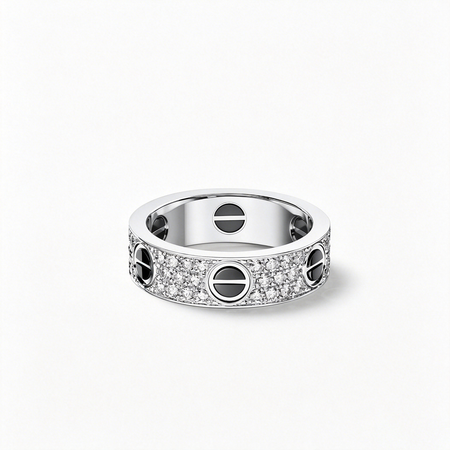 [LOXURA]LOVE RING 5.5MM DIAMONDS PAVED CERAMIC