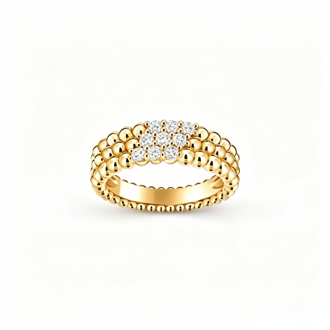 [LOXURA] THREE-ROW DIAMOND RING