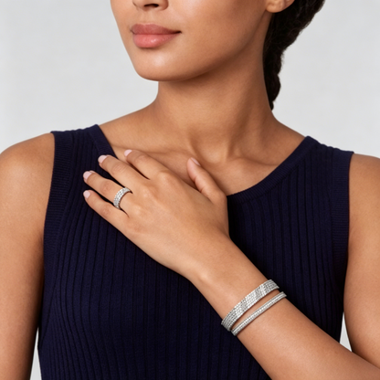 [LOXURA] THREE-ROW DIAMOND RING