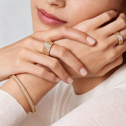 [LOXURA] THREE-ROW DIAMOND RING