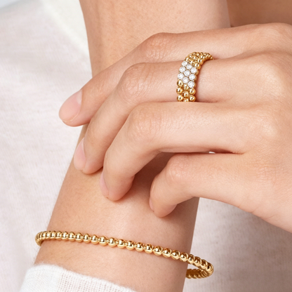[LOXURA] THREE-ROW DIAMOND RING