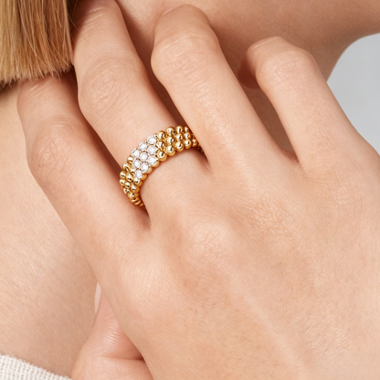 [LOXURA] THREE-ROW DIAMOND RING