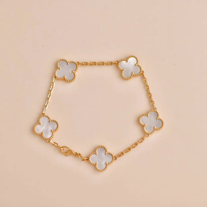 [LOXURA]CLOVER WHITE PEARL MOP 5 MOTIF BRACELET COLLECTION