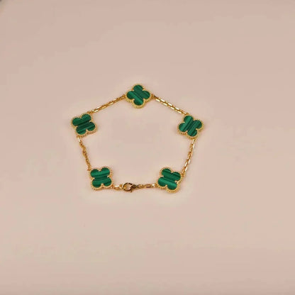 [LOXURA] CLOVER 5 MOTIF MALACHITE BRACELET COLLECTION