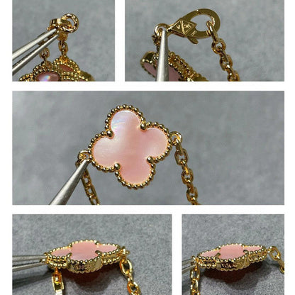 [LOXURA]CLOVER 10 MOTIFS PINK MOP NECKLACE