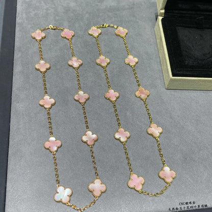 [LOXURA]CLOVER 10 MOTIFS PINK MOP NECKLACE
