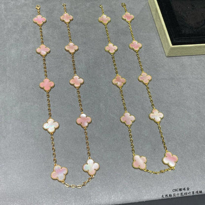 [LOXURA]CLOVER 10 MOTIFS PINK MOP NECKLACE