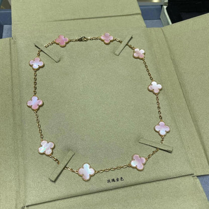 [LOXURA]CLOVER 10 MOTIFS PINK MOP NECKLACE