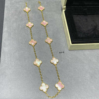 [LOXURA]CLOVER 10 MOTIFS PINK MOP NECKLACE