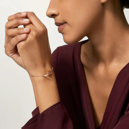 [LOXURA]LOVE DOUBLE RING HALF DIAMOND BRACELET
