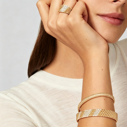 [LOXURA]  FIVE-ROW DIAMOND BRACELET