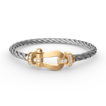 [LOXURA]FORCE LARGE HORSESHOE HALF DIAMOND BRACELET GOLD