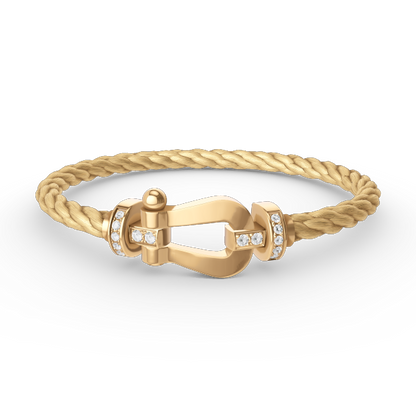 [LOXURA]FORCE LARGE HORSESHOE HALF DIAMOND BRACELET GOLD
