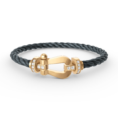 [LOXURA]FORCE LARGE HORSESHOE HALF DIAMOND BRACELET GOLD