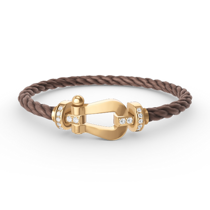 [LOXURA]FORCE LARGE HORSESHOE HALF DIAMOND BRACELET GOLD