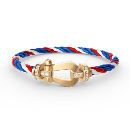 [LOXURA]FORCE LARGE HORSESHOE HALF DIAMOND BRACELET GOLD