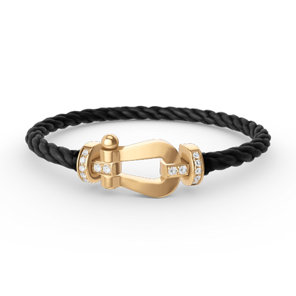 [LOXURA]FORCE LARGE HORSESHOE HALF DIAMOND BRACELET GOLD
