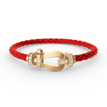 [LOXURA]FORCE LARGE HORSESHOE HALF DIAMOND BRACELET GOLD