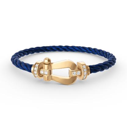 [LOXURA]FORCE LARGE HORSESHOE HALF DIAMOND BRACELET GOLD