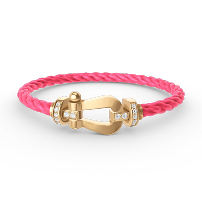 [LOXURA]FORCE LARGE HORSESHOE HALF DIAMOND BRACELET GOLD
