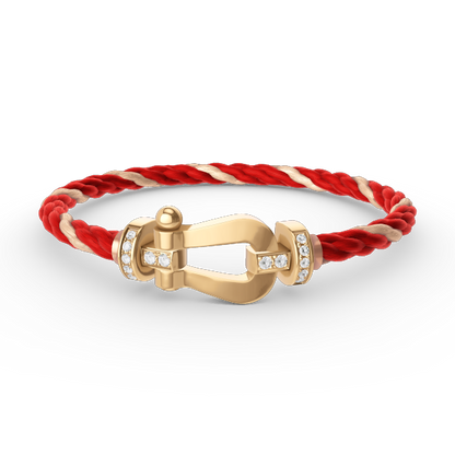 [LOXURA]FORCE LARGE HORSESHOE HALF DIAMOND BRACELET GOLD