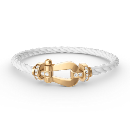 [LOXURA]FORCE LARGE HORSESHOE HALF DIAMOND BRACELET GOLD