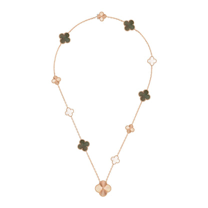 [LOXURA]DETACHABLE CLOVER 15(11+4) FLOWER ROSE GOLD NECKLACE SET