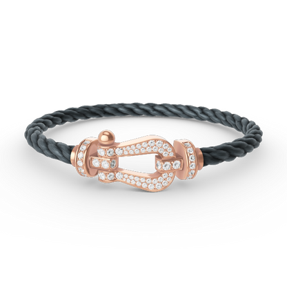 [LOXURA]FORCE LARGE HORSESHOE FULL DIAMOND BRACELET ROSE GOLD