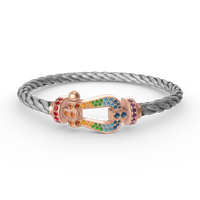 [LOXURA]FORCE LARGE HORSESHOE  COLORED DIAMOND BRACELET ROSE GOLD