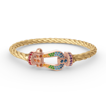 [LOXURA]FORCE LARGE HORSESHOE  COLORED DIAMOND BRACELET ROSE GOLD