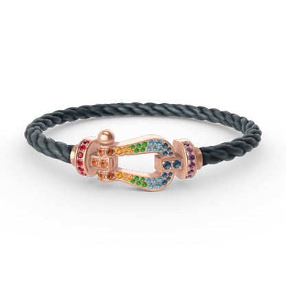 [LOXURA]FORCE LARGE HORSESHOE  COLORED DIAMOND BRACELET ROSE GOLD