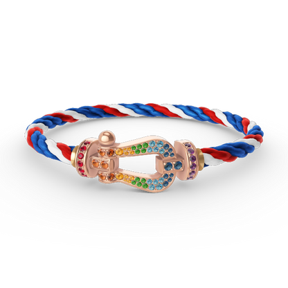 [LOXURA]FORCE LARGE HORSESHOE  COLORED DIAMOND BRACELET ROSE GOLD