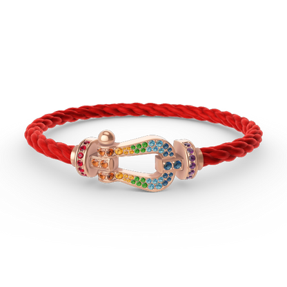 [LOXURA]FORCE LARGE HORSESHOE  COLORED DIAMOND BRACELET ROSE GOLD