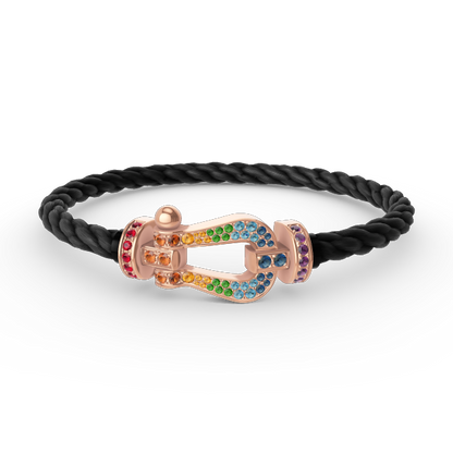 [LOXURA]FORCE LARGE HORSESHOE  COLORED DIAMOND BRACELET ROSE GOLD