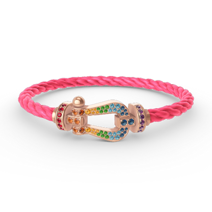 [LOXURA]FORCE LARGE HORSESHOE  COLORED DIAMOND BRACELET ROSE GOLD