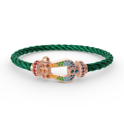 [LOXURA]FORCE LARGE HORSESHOE  COLORED DIAMOND BRACELET ROSE GOLD