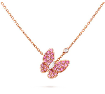 [LOXURA]BUTTERFLY RED DIAMOND ROSE GOLD NECKLACE