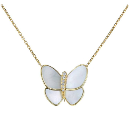 [LOXURA]BUTTERFLY GOLD MOP DIAMOND NECKLACE