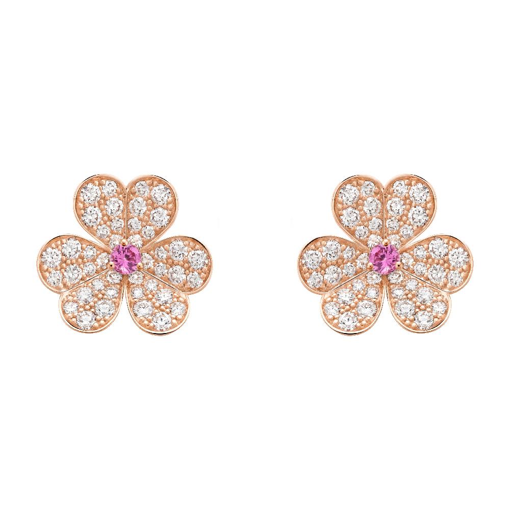 [LOXURA]FRIVOLE PINK GOLD FLOWER DIAMOND EARRINGS